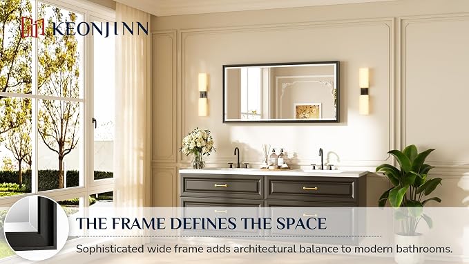 Keonjinn 48" x 24" Black Bathroom Mirrors