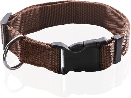 Adjustable Nylon Dog Collar, pet Collar 1 Inch 3/4 Inch 5/8 Inch Wide, for Large Medium Small Dogs (L(1" x 16-23"), Brown)