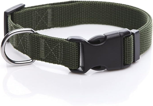 Adjustable Nylon Dog Collar, pet Collar 1 Inch 3/4 Inch 5/8 Inch Wide, for Large Medium Small Dogs(3/4 Inch, Green)