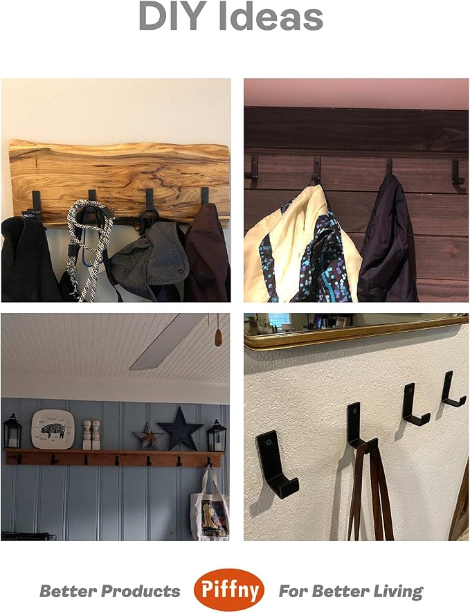 Piffny 6 Pack Heavy Duty Steel Essential Style Wall Hooks