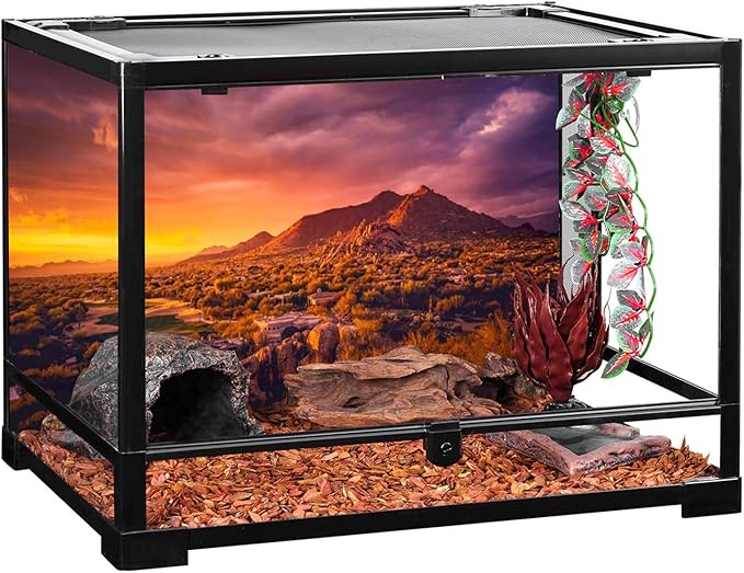 AWERT 48x20 inches Sun and Desert Terrarium Background Mountain Oasis Gobi Reptile Habitat Background Vinyl