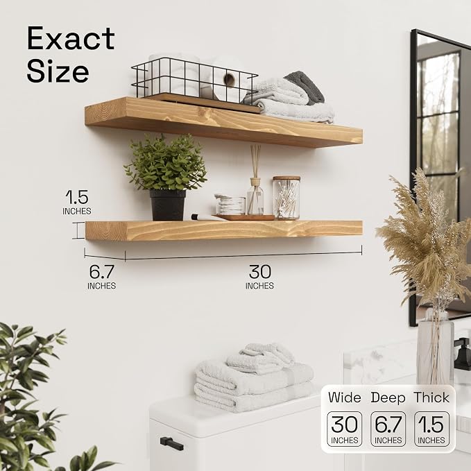 BAOBAB WORKSHOP Natural Wood Floating Shelves