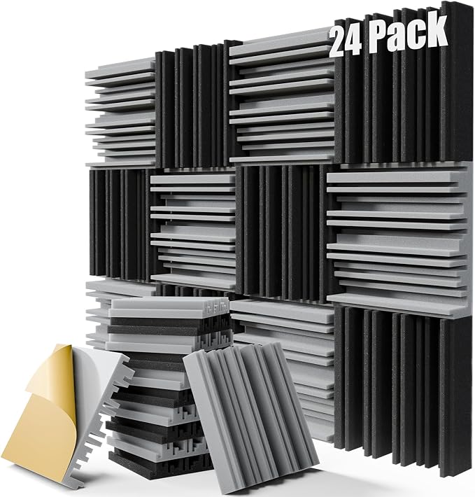 Upgrade 24 pack Self-adhesive Sound Proof Foam Panels, Decorative Soundproof