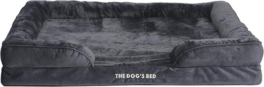The Dog’s Bed Replacement Outer Cover & Bolster for Standard Foam Beds, Flannel Fabric, Grey, XXL