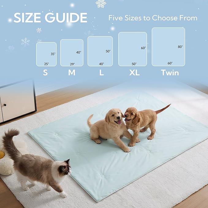 Soulbond Cooling Blanket for Extra Large Dogs - Q-MAX>0.45, Washable Cool Pet Cats Throw Blanket for Hot Weather, Self-Cooling Soft Dog Mat for Bed Crates Couch Sofa Cars(50"x60", Aqua Green)