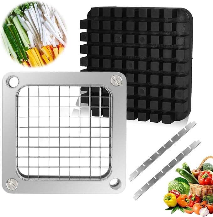 Replacement Chopper 3/8" Blade, Commercial Vegetable Chopper Dicer, French Fry Cutter Stainless Steel Blade for Fruit Cutting Machine Tomato Onion Pusher Block
