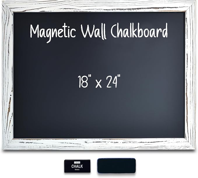 Better Office Products Magnetic Wall Chalkboard, Large Size 18" x 24", Rustic