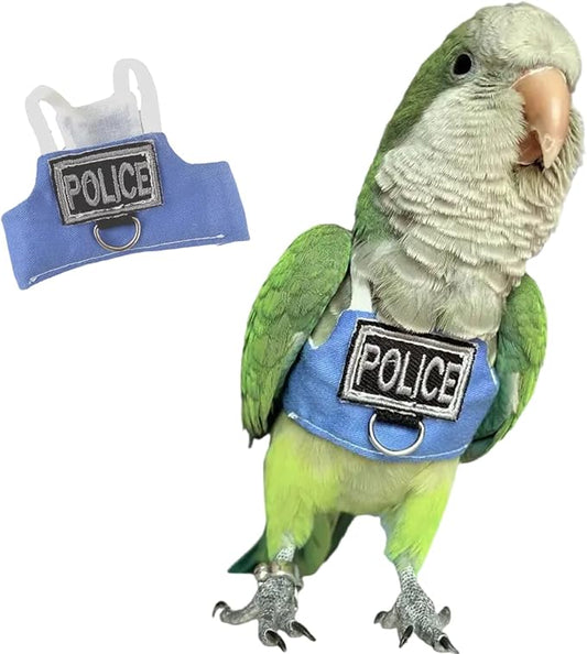 Bird Flight Harness Vest, Parrot Flight Suit with Leash, Bird Flying Clothes with Rope and Handle for Outdoor Activities (Without Leash,Necked Parakeet)