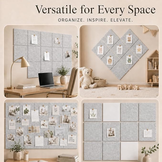 Large Cork Boards for Walls – 48" x 36" Self Adhesive Felt Wall Tiles