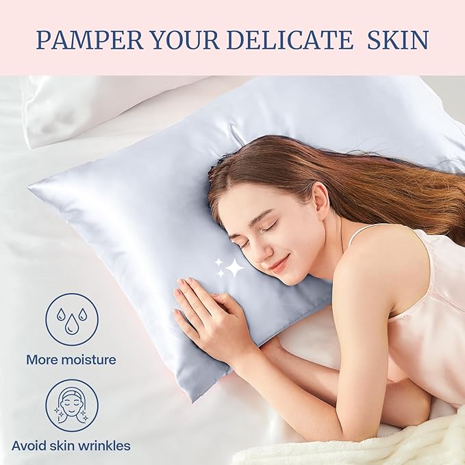 BEDELITE Satin Pillowcase for Hair and Skin, Super Soft Similar to Silk Pillow Cases 4 Pack with Envelope Closure, Cooling Pillowcases for Women Men (20"x30" Queen Size, Evening Haze)