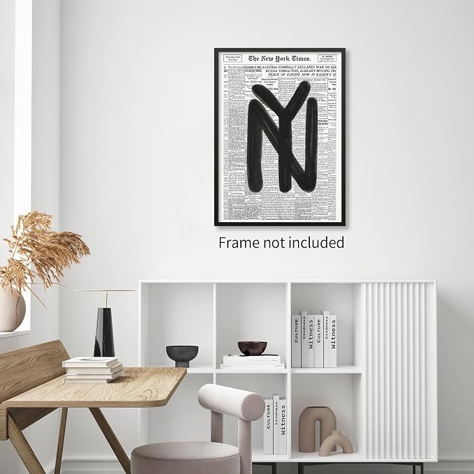 noxozoqm Black and White Newspaper Wall Art Vintage New York City Poster Trendy