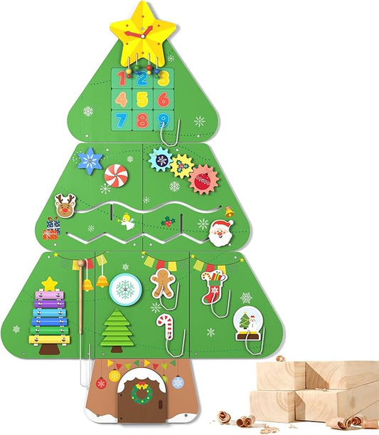 BlueWood Wooden Wall Busy Board Panels, Toddler Learning Activity Center, Montessori Philosophy Sensory, Educational Toys, Conducive to All-Round Development - Tree