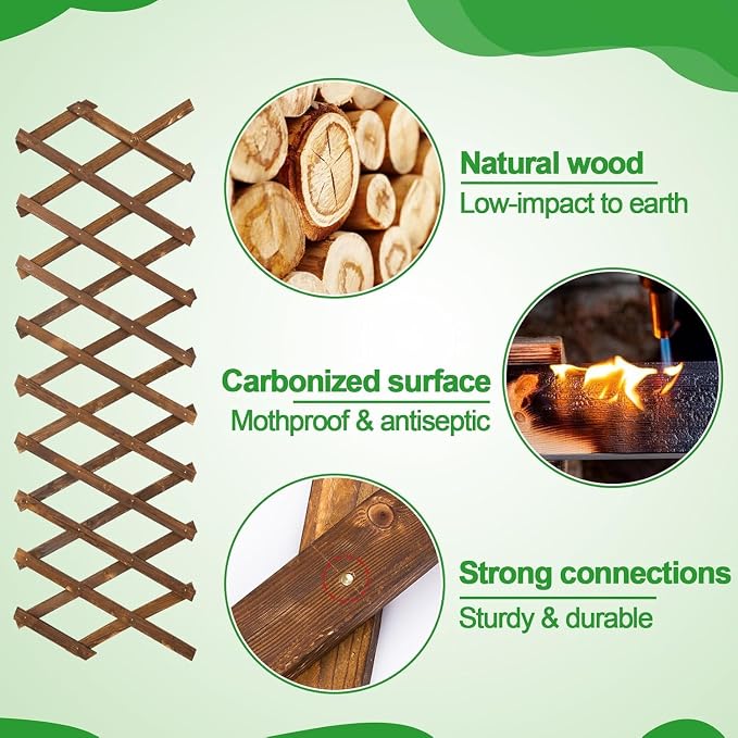 4Packs 13x78in Expandable Wood Wall Trellis