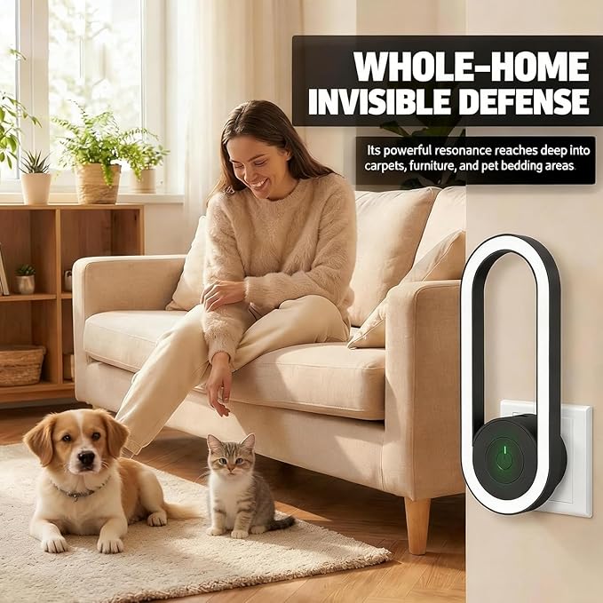Upgrade Pawshield for Dogs & Cats, Indoor Home Guardian Device with Soft Indicator Light, Plug-in Ready, Chemical-Free & Non-Disruptive (Black-1PCS)