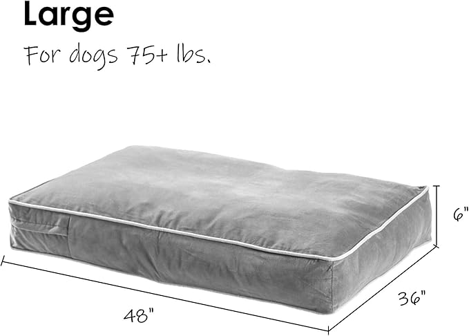 South Pine Porch Buddy Reversible Rectangle Pillow Style Microfiber Dog Bed with Removable, Machine-Washable Cover, Cocoa, Large (48 in. x 36 in.)