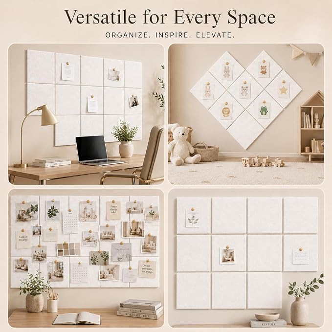 Large Cork Boards for Walls – 48" x 36" Self Adhesive Felt Wall Tiles