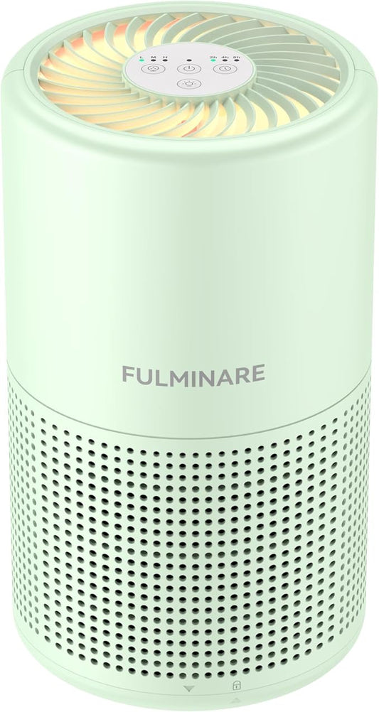 FULMINARE Air Purifiers for Home Bedroom H13 HEPA Air Purifier, 3 Speeds, Timer, 24dB, Small Mini Air Purifier with Night Light, Green