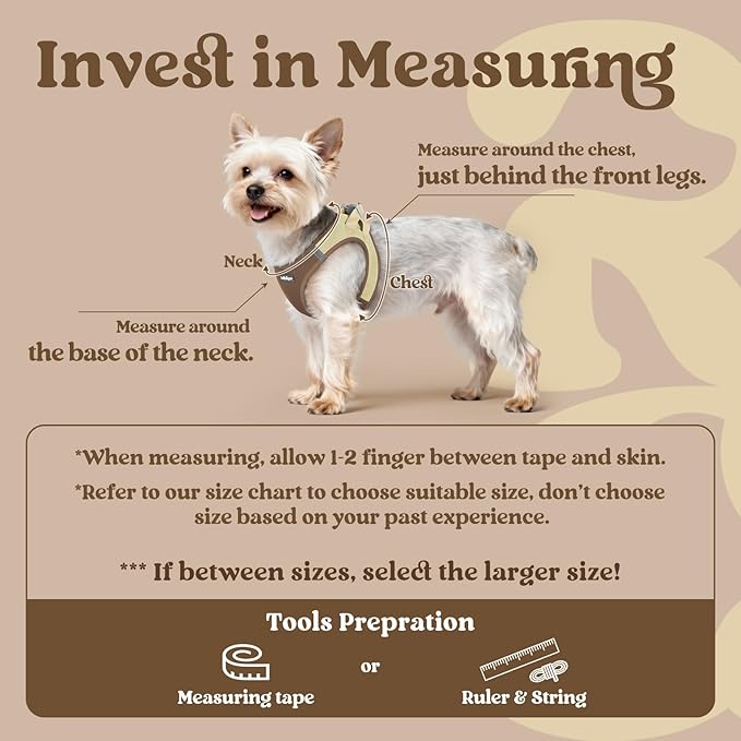 rabbitgoo Small Dog Harness, Step-in Soft Mesh Puppy Vest with Safety Buckle, Breathable Reflective Pet Harness for Small Sized Dogs, Brown & Beige M