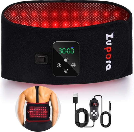 Zupora Cordless Back Massager Belt with Magnetic Controller,Red Light Therapy Massage Belt,Lower Back Massager for Pain Relief Gift for Mom Dad Grandma Grandpa Friends Yourself