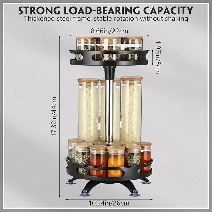 AceOrbit 3 Pack Lazy Susan Organizer 2 Tier, 10 Inch Metal Rotating Lazy Susan Turntable Spice Rack for Cabinet, Metal Seasoning Organizer for Pantry Table Kitchen Storage, Compact and Versatile