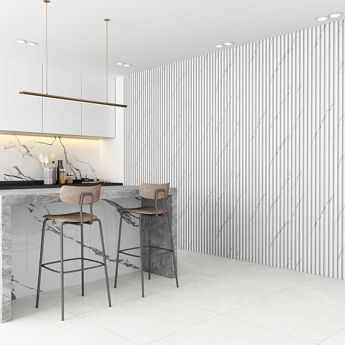8-Pack WPC Wall Panels 108’’ x 6.1’’ 3D Slat Wall Panel Acoustic Wall Paneling