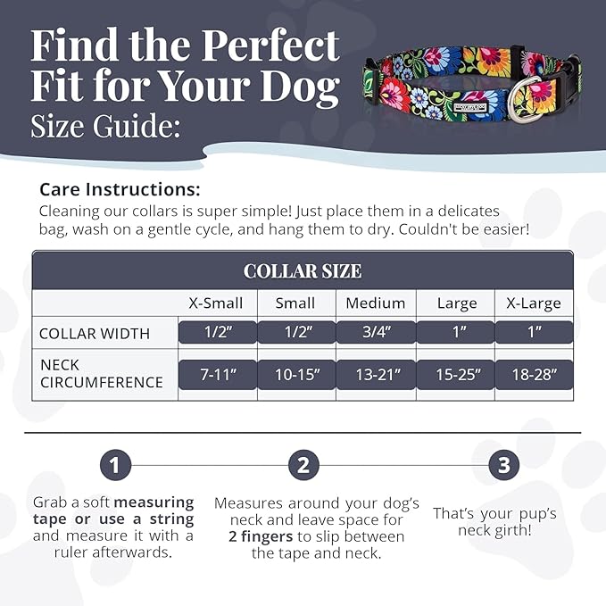 Lucky Love Dog - Adjustable Dog Collar with Easy Click Buckle for Small Dogs, Durable, & Comfortable for Male & Female Dogs, Pet Collar for Puppies & Adult Dogs - Lilian, Small