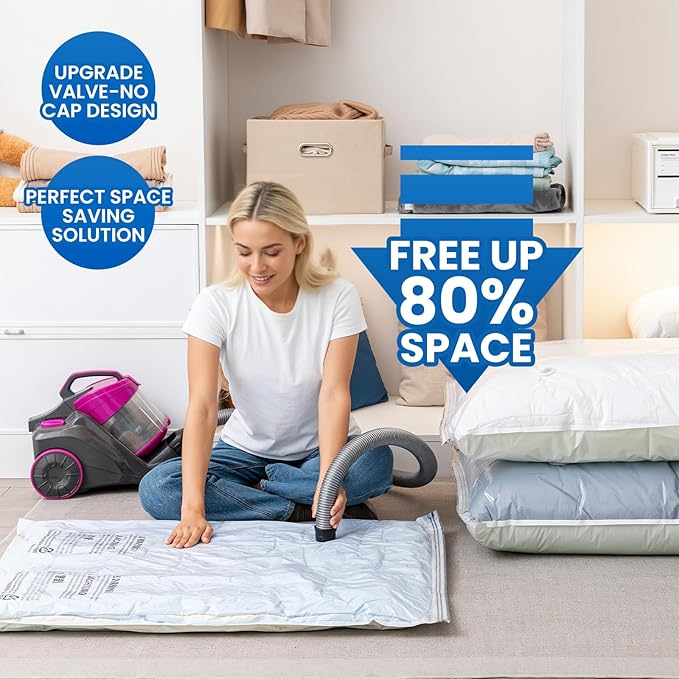 TAILI 8 Pack Vacuum Storage Bags for Comforter and Blankets, Jumbo Vacuum Seal Bags for Bedding 40x31 Inch, Space Saver Bags for Clothes, Pillows, Saving More Closet Space