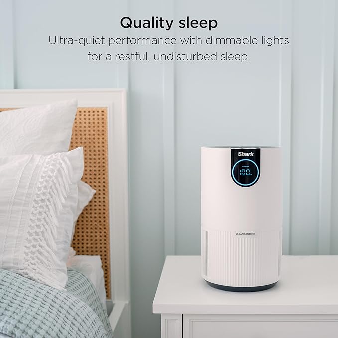 Shark Air Purifiers for Bedroom, Office, Dorm, Small Room, HEPA Air Filter, Odor Eliminator, Covers Up To 500 SQ FT, Air Filtration Removes Smoke, Dust, Allergens, Pet Dander, and Pollutants, HP102