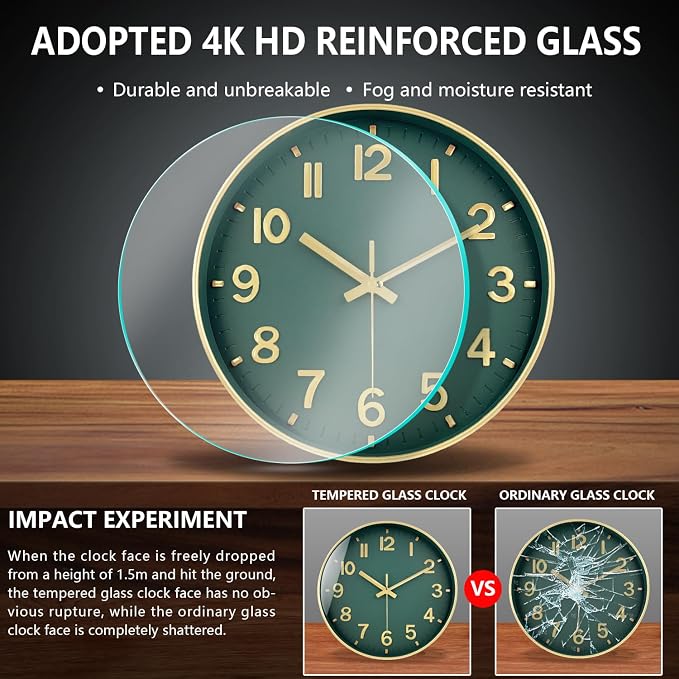 Wall Clocks Battery Operated, 12 Inch Non Ticking Digital Wall Clock, Silent