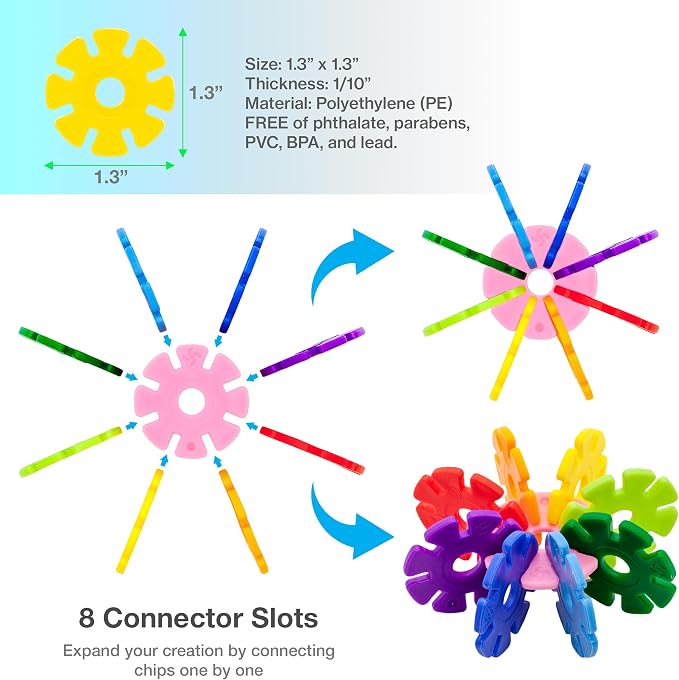 PicassoTiles Building Chip Interlocking Disc Construction Blocks in Yellow Color STEM Learning Early Education Toy Engineering Playset Child Brain Development for Toddlers Girls Boys Kid Age 3+ PTF108