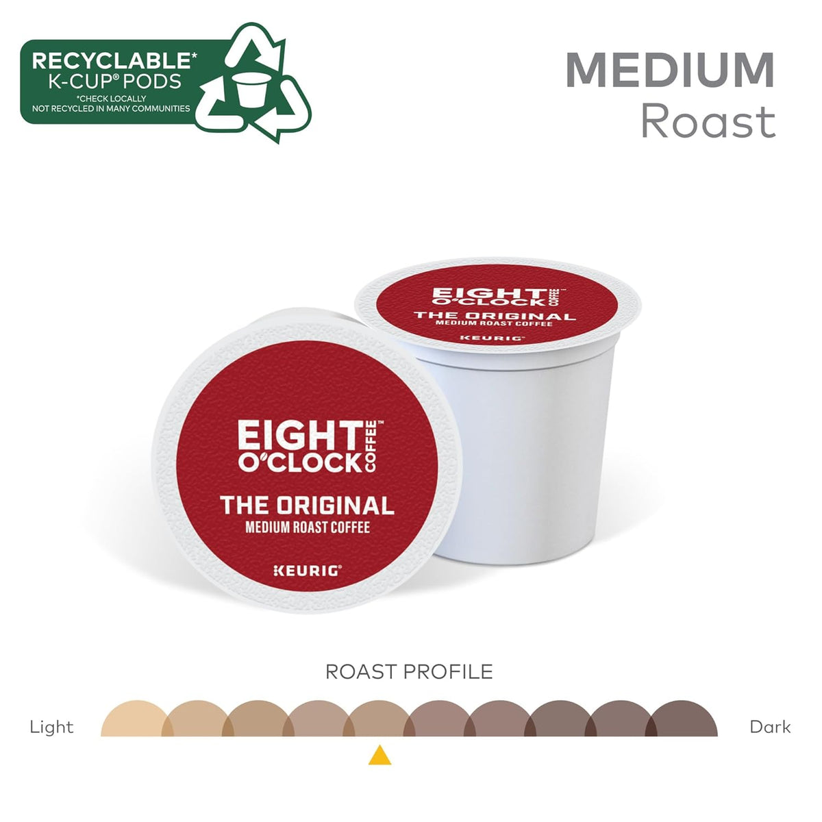 Eight O'Clock Coffee The Original, Single-Serve Keurig K-Cup Pods, Medium Roast Coffee Pods, 72 Count