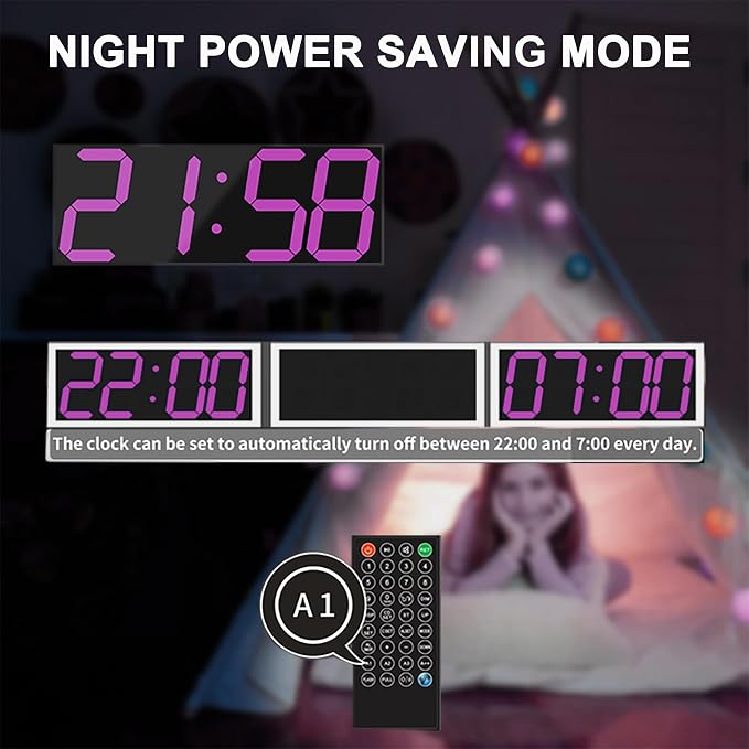 CHKOSDA LED Large Digital Wall Clock, Oversize Wall Clock