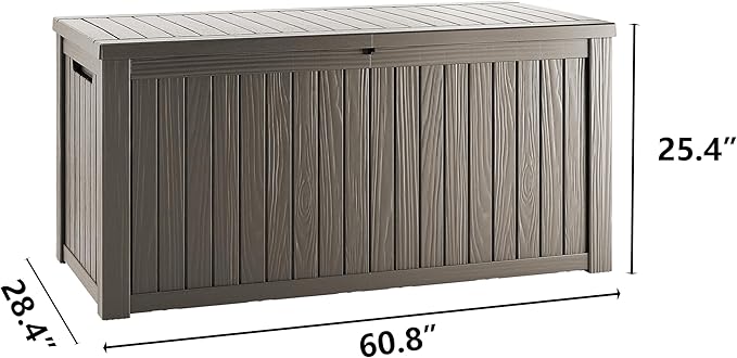 180 Gallon Outdoor Storage Deck Box - Large Waterproof Resin Bin for Delivery Boxes Outside, Lockable Storage for Patio/Pool Cushions & Tools, UV-Resistant, Granite Grey