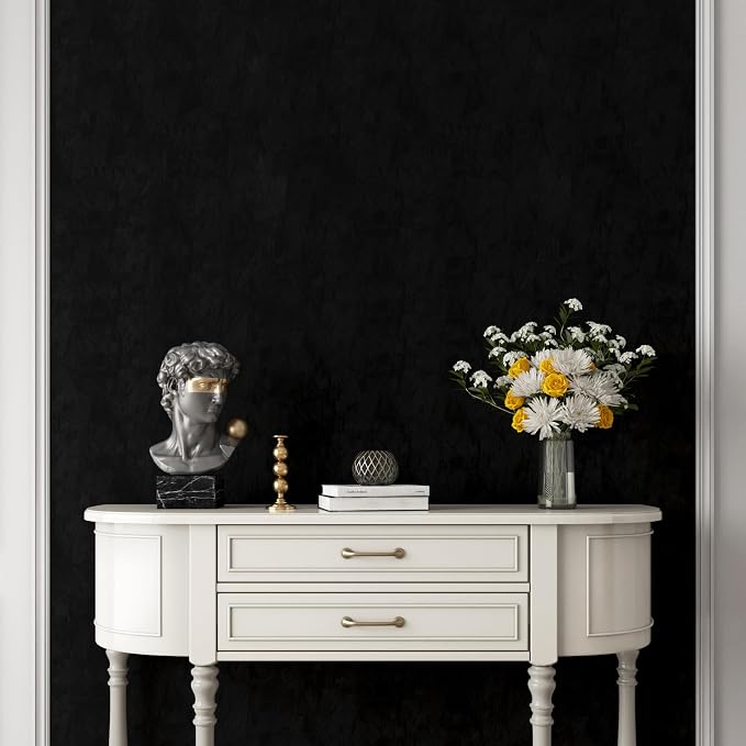 YENHOME 30"X118" Vintage Black Peel and Stick Wallpaper Textured Wallpaper