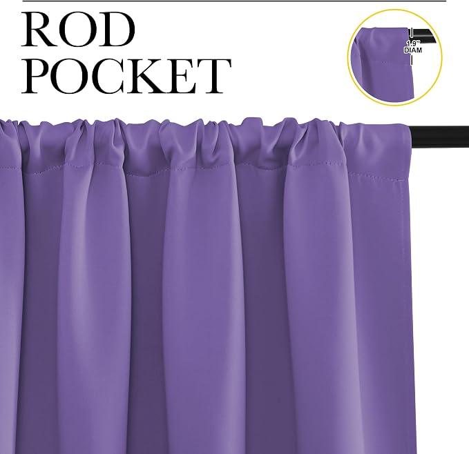 NICETOWN Blackout Curtains for Bedroom, Lilac Purple, 1 Pair, 42 by 45-inch