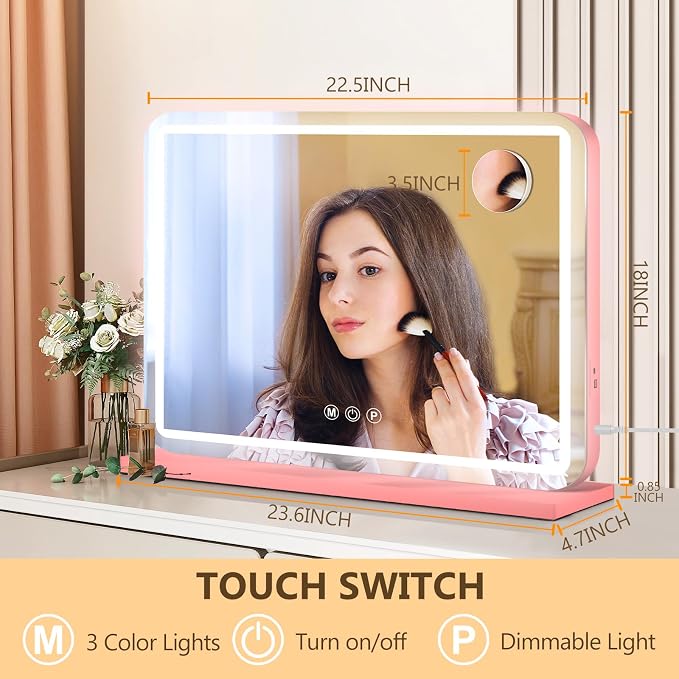 Ratsamee 23"x18" Pink Vanity Mirror