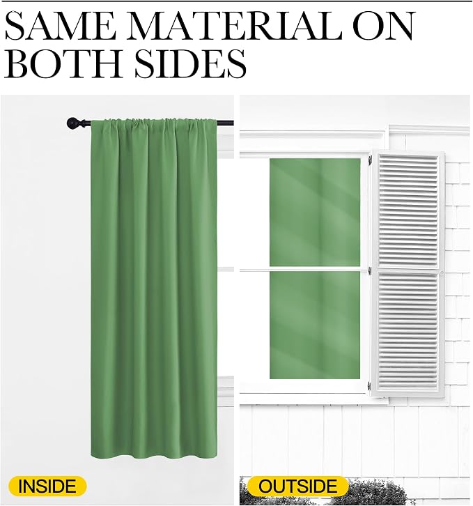 NICETOWN Blackout Curtains for Bedroom, Froest Green, 1 Pair, 70 by 63-inch