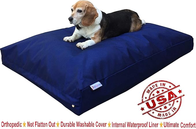 Dogbed4less Medium Shredded Memory Foam Dog Bed Pillow with Waterproof Liner and Heavy Duty Nylon Cover 37X27 Inches, Blue