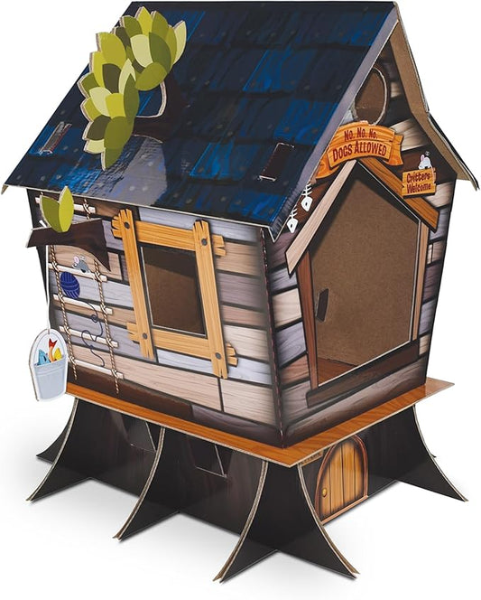 HappyCat Tree House Cat Scratcher House - Natural-Themed Cardboard Cat Playhouse, Scratch Panels, Spacious Interior & Scratch Surfaces - Sturdy Indoor Cat Activity Center