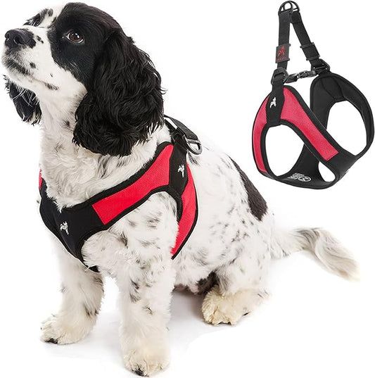 Gooby Escape Free Easy Fit Harness - Red, Large - No Pull Step-in Patented Small Dog Harness with Quick Release Buckle - Perfect On The Go No Pull Harness for Small Dogs or Medium Dog Harness