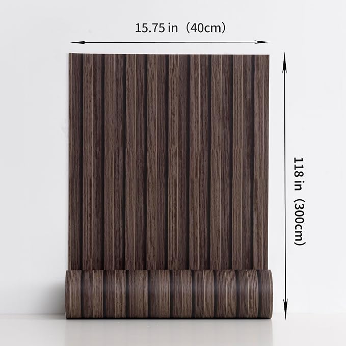 Haimin Wood Grain Slat Wall Panels Peel and Stick Faux Wood Thick Wallpaper