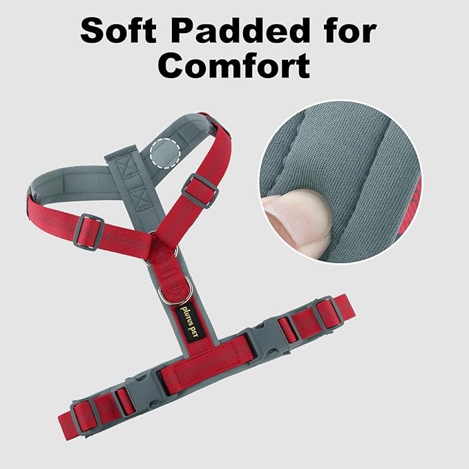 Plutus Pet No Pull Dog Harness, Adjustable Nylon Harness with Soft Padding, Reflective and Heavy Duty Dog Harness for Small, Medium, Large Dogs(Red, S)