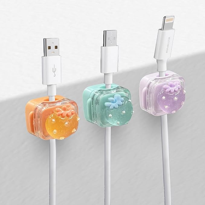 3Pack Magnetic Cable Clips for Nightstand, Adhesive Night-Glowing Cord Holder Organizer for Office Home Desk Wall Car (Strawberry)