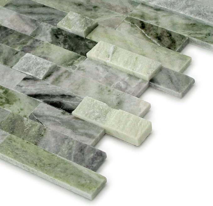 SUNWINGS 5-Sheet Peel and Stick Mosaic Natural 3D Stone Self Adhesive Marble