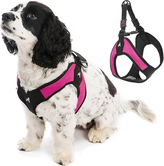Gooby Escape Free Easy Fit Harness - Hot Pink, Medium - No Pull Step-in Patented Small Dog Harness with Quick Release Buckle - Perfect On The Go No Pull Harness for Small Dogs or Medium Dog Harness