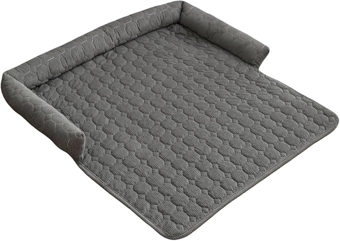 Pet Couch Covers for Sofa, 29" L × 29" W Calming Dog Bed Fluffy Dog Plush Mat for Furniture Protector with Bolster, Washable Removable Couch Cover for Small, Medium, Large Dogs and Cats (Grey)