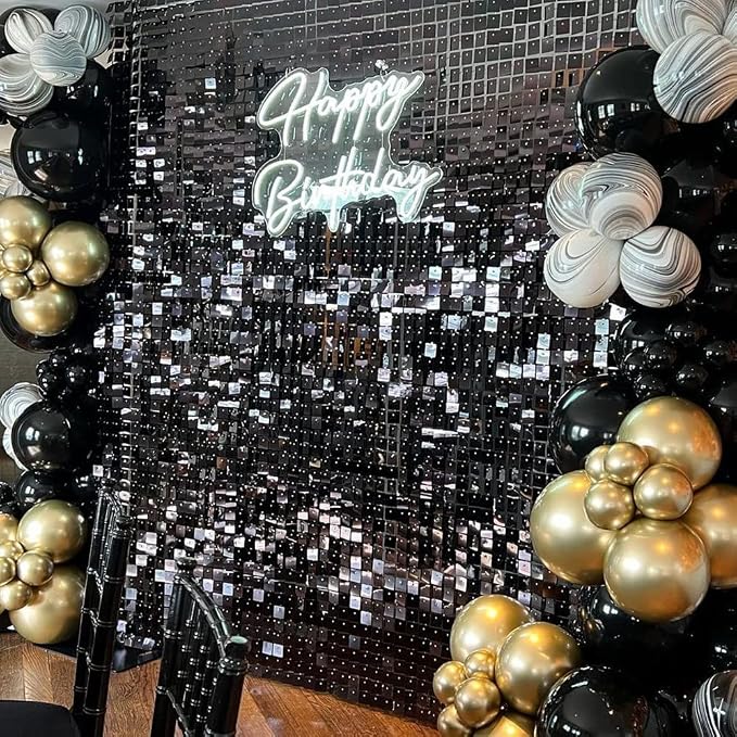 COKAOBE Black Shimmer Wall Backdrop, Photo Backdrops