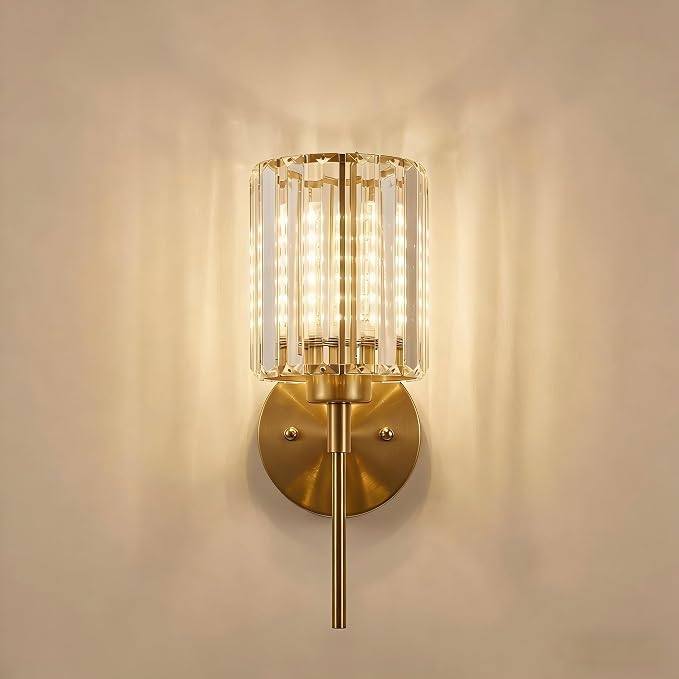 Gold Crystal Wall Sconce Battery Operated and Rechargeable Wall Light