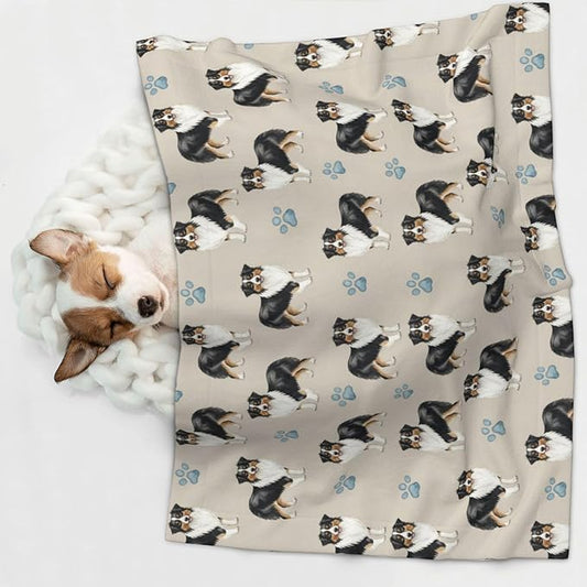 Pet Blanket for Indoor Outdoor Use, Australian Shepherd, Two Sided Reversible Plush Mat with Bumpy Dot Texture for Patios Crates Portable Bed Companion