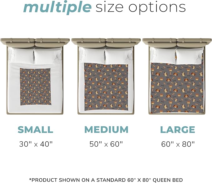 Grey Woof Sherpa Pet Lightweight Blanket - 60" x 80" - Cute for Dogs - Gifts and Puppy Essentials - Printed in America